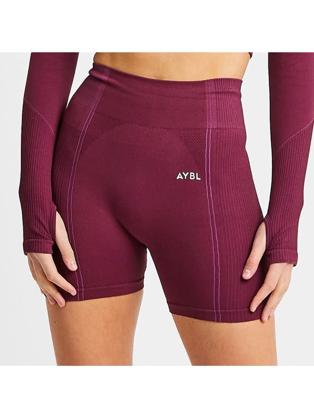 AYBL Reflex High-Waist Seamless Bike Shorts in Plum Size Medium NEW